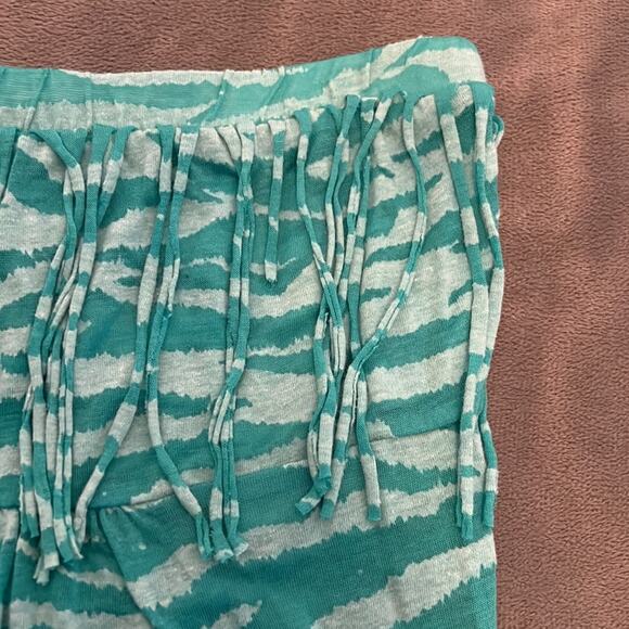 Bongo Juniors Size L Green Print Strapless Swim Coverup Fringe Beach - Picture 9 of 9